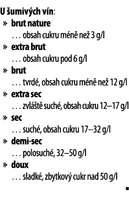 U  umiv ch v n:   brut nature   obsah cukru m n  ne  3 g l   extra brut   obsah cukru pod 6 g l   brut   tvrd , obsah   