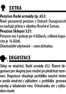  EXTRA Penzion Rud  arm dy  p  652: Nov  postaven  penzion v Doln ch Dunajovic ch se nach z  p  mo v objektu Vina stv   