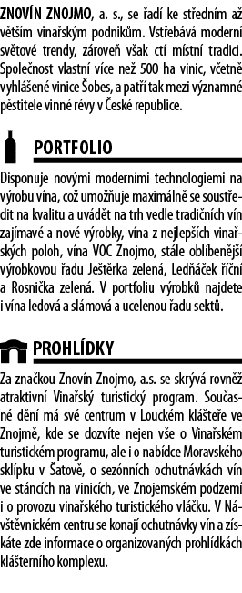 ZNOV N ZNOJMO, a  s , se  ad  ke st edn m a  v t  m vina sk m podnik m  Vst eb v  modern  sv tov  trendy, z rove  v a   