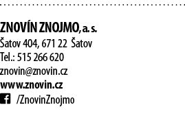  ZNOV N ZNOJMO, a  s   atov 404, 671 22  atov Tel : 515 266 620 znovin znovin cz www znovin cz   ZnovinZnojmo