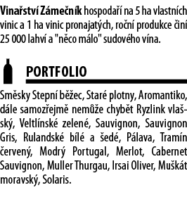 Vina stv  Z me n k hospoda   na 5 ha vlastn ch vinic a 1 ha vinic pronajat ch, ro n  produkce  in  25 000 lahv  a   n   