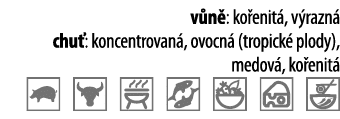v n : ko enit , v razn  chu : koncentrovan , ovocn  (tropick  plody), medov , ko enit     