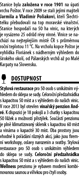 Stanice byla zalo ena v roce 1901 na  pat  vrchu Po tor  V roce 2009 se stali jej mi majiteli Jarmila a Vladim r Poli   