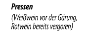 Pressen  (Wei wein vor der G rung, Rotwein bereits vergoren)