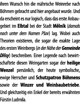 ihren Wunsch hin die m hrische Weinrebe nach B hmen gebracht und hier angebaut wurde  Und da erscheint es nur logisch   
