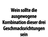  Wein sollte die ausgewogene Kombination dieser drei Geschmacksrichtungen sein 