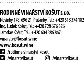  Rodinn  vina stv  Ko ut s r o  Novinky 178, 696 21 Pru  nky, Tel : +420 518 374 182 Ing  Lud k Ko ut, Tel : +420 728   