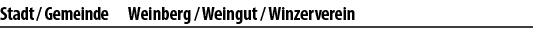 Stadt   Gemeinde Weinberg   Weingut   Winzerverein 
