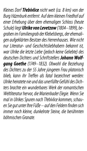 Kleines Dorf T eb vlice nicht weit (ca  8 km) von der Burg H zmburk entfernt  Auf dem kleinen Friedhof auf einer Erhe   