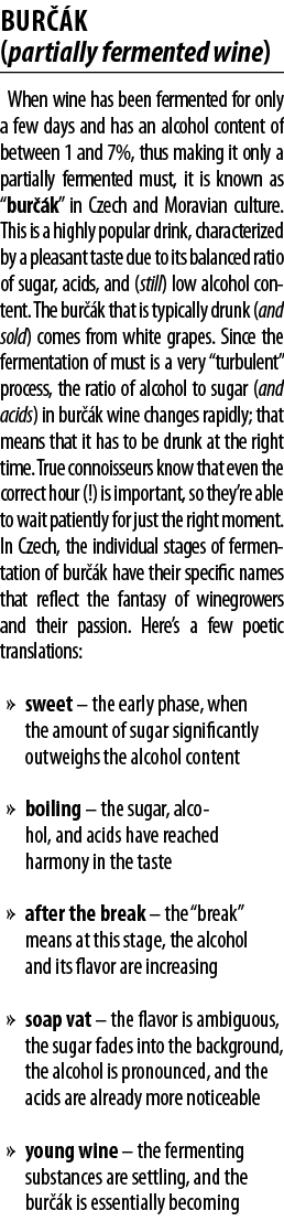 Bur  k (partially fermented wine) When wine has been fermented for only a few days and has an alcohol content of betw   