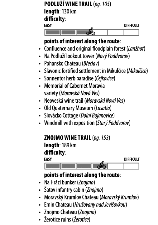 PODLU   WINE TRAIL (pg  105) length: 130 km difficulty:  points of interest along the route:   Confluence and origina   