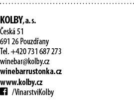  Kolby, a  s   esk  51 691 26 Pouzd any Tel  +420 731 687 273 winebar kolby cz winebarrustonka cz www kolby cz   Vina   