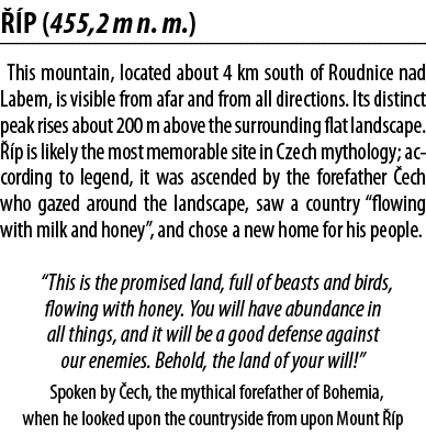   p (455,2 m n  m ) This mountain, located about 4 km south of Roudnice nad Labem, is visible from afar and from all    
